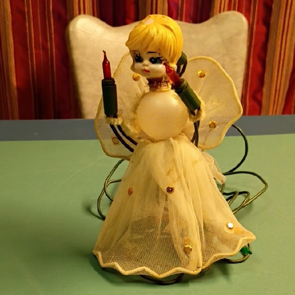 Vintage Holiday Angel Decor with Yellow and Green Accents